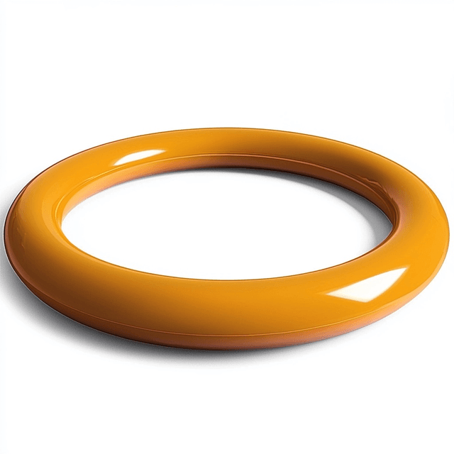 Yellow PTFE coated O-rings with chemical resistance and reduced friction for industrial sealing.
