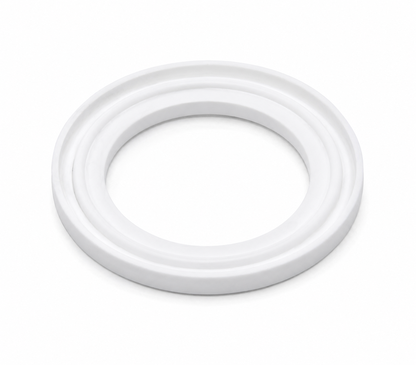 Flanged Sanitary gaskets from Canyon Components in FDA, USP Class VI, and 3A compliant materials for hygienic sealing in food and beverage processing.